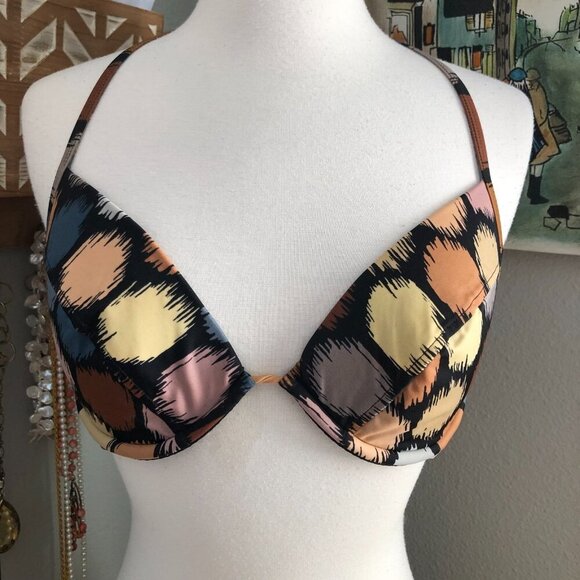 Victoria's Secret Padded Underwire Plunge Swim Halter Bikini Top - 36D NEW - Picture 2 of 8